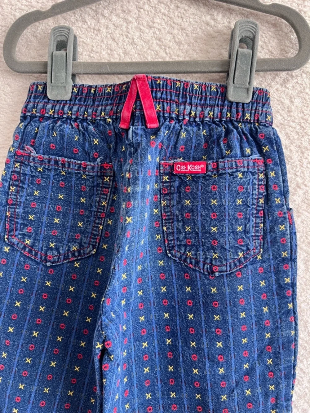 Osh Kosh B’Gosh Vintage Retro Toddler Blue Denim X O Embroidered Jeans Size‎ 3T